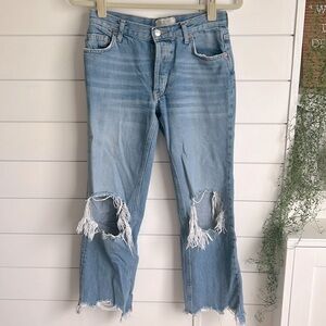 Free People distressed wide leg ankle denim